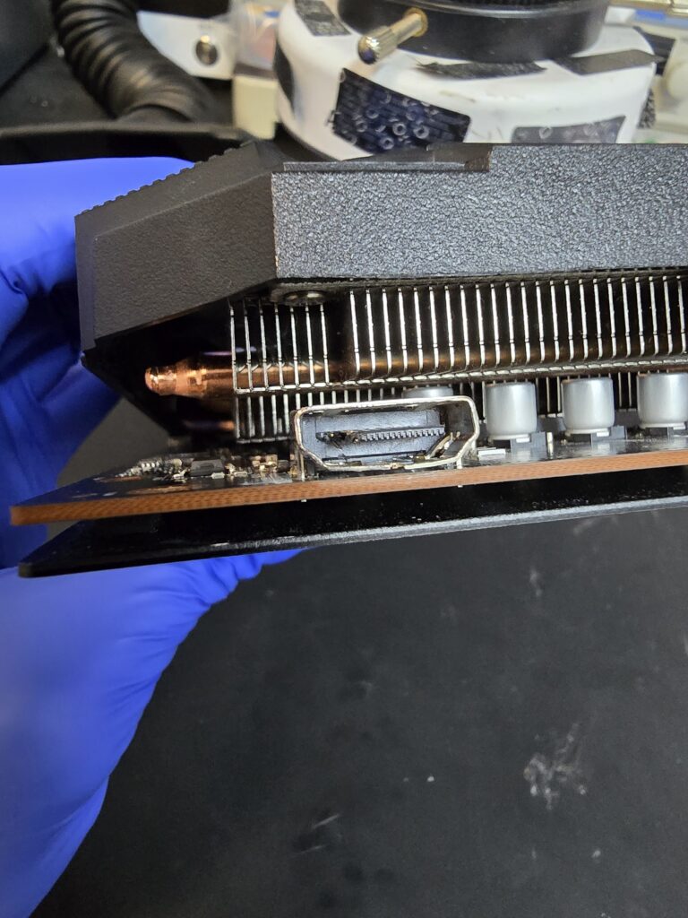 Graphics card HDMI port replacement and micosoldering repair completed at iFix 757 in Virginia Beach.