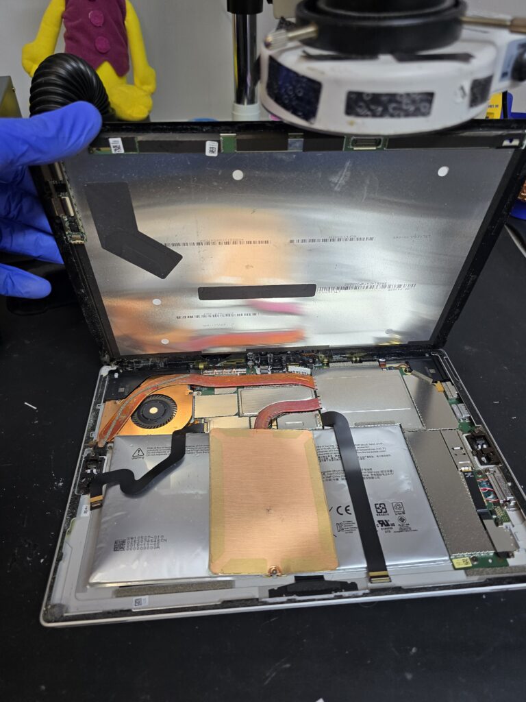 Microsoft surface Pro with a swollen battery before battery replacement at iFix 757 in Virginia Beach