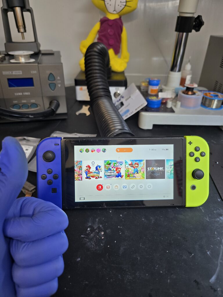 Nintendo Switch USB-C charging port repair completed at iFix 757 in Virginia Beach